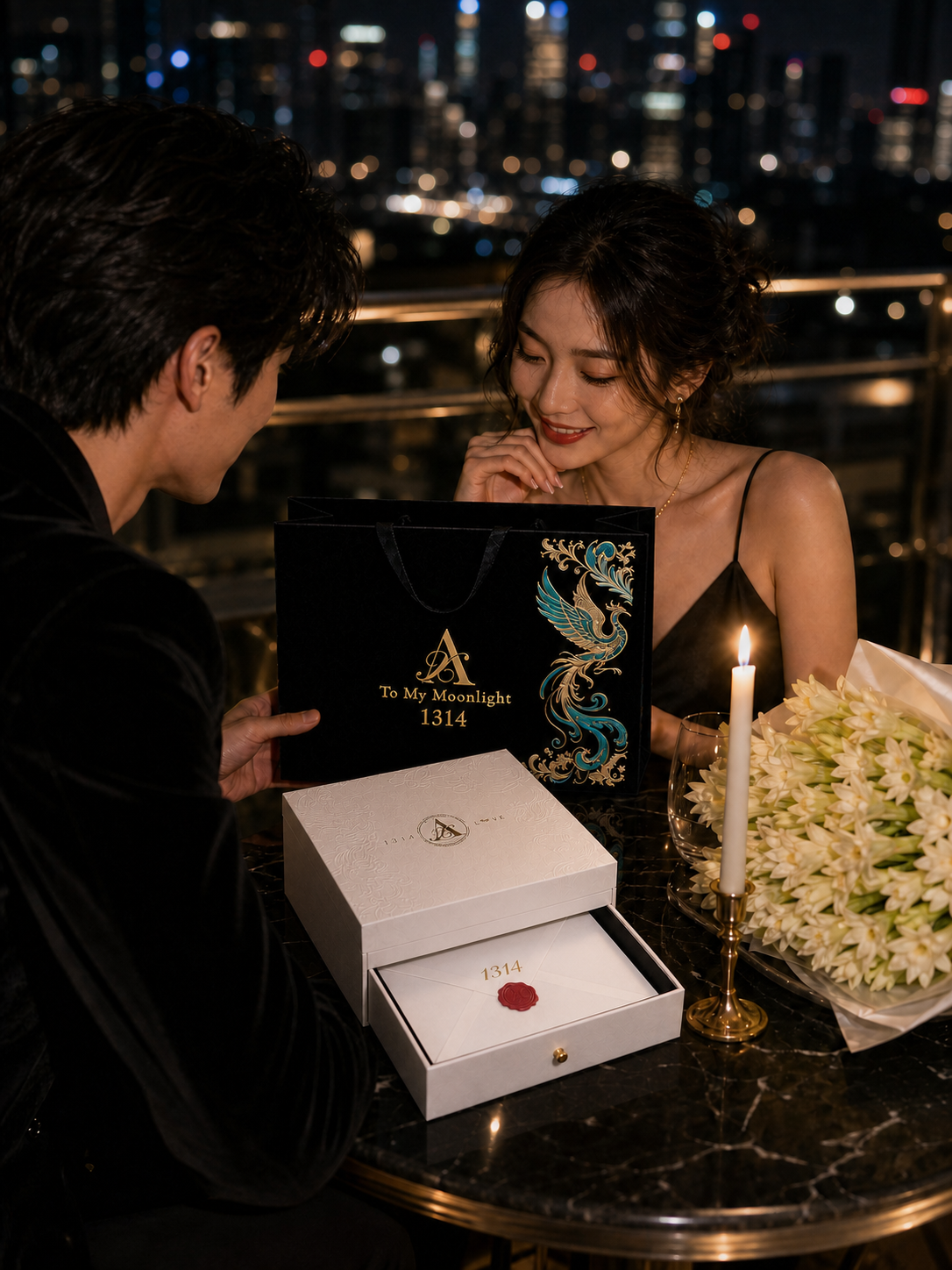 建筑夜景下的 AX 仪式感礼遇